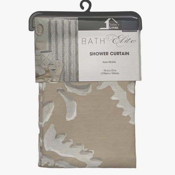 Today’s Living Other - Today’s Living Shower Curtain Fabric Elite Bath Regal Kahki White 70 X 72 in